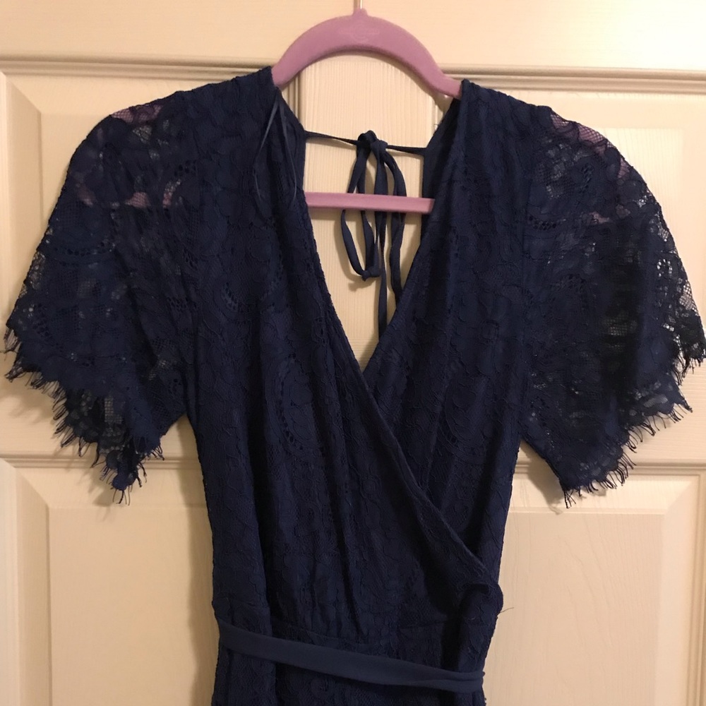 Francesca’s Navy Lace Romper